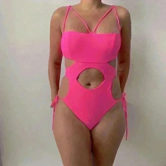 Keva J. - NWT Cut Out Pink Swimsuit Monokini Sz Small - Picture 2 of 12